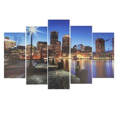 Часы настенные, модульные, серия: Город "Огни ночного город и архитектура", 80х140 см Сюжет