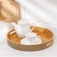 Доляна Поднос Доляна «Шахматы», d=35 см, бамбук