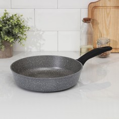 Сковорода Доляна «Марбл», d=26 см, пластиковая ручка, антипригарное покрытие, цвет серый