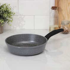 Сковорода Доляна «Марбл», d=22 см, пластиковая ручка, антипригарное покрытие, цвет серый