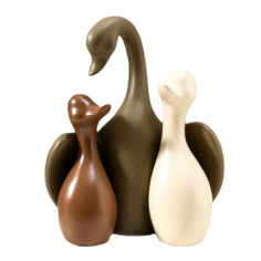 Сувенир керамика Лебедь с детками матовый набор 3 шт h15 17 23 см No Brand