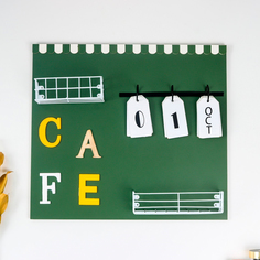 Панно настенное с полочками и календарём "Cafe" 45х40,5х5,5 см No Brand
