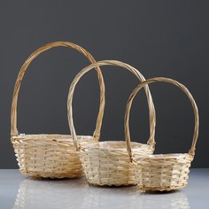 Набор корзин Плетенка, 3 шт,( 28x14/45 - 24x13/41 -19x11/37) см, ива натуральная No Brand