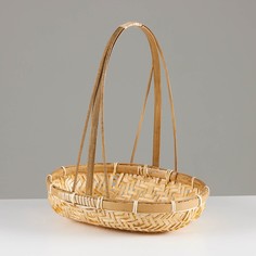 Корзина плетеная, 26 х 21 х 7/29см, бамбук No Brand