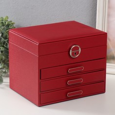 Шкатулка кожзам для украшений Винта красная 22х17х18 см No Brand