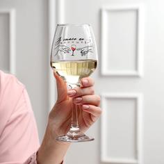 Бокал для вина Дорого внимание В семье не без винишка 350 мл, деколь