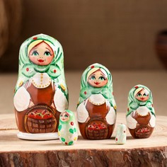 Матрешка "Корзина с яблоками", 5 кукольная, 10-11 см No Brand