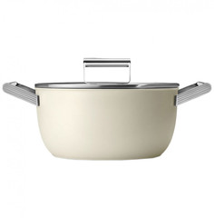 Кастрюля 24 см с крышкой кремовая 4,6 л Smeg Стиль 50-х г.г. 303954