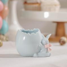 Подставка для яйца Зайка, 9x6,5x7 см, цвет голубой No Brand