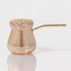 Турка стеклянная Искра 450 мл, 18х9х10 см золотой No Brand