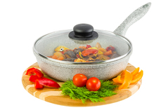 Сковорода глубокая 24 см Elan Gallery ГАРМОНИЯ ВКУСА Серый агат с крышкой D24