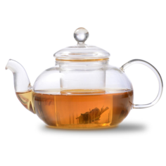 Чайник заварочный 1000мл стекл. ЛИПОВЫЙ ЦВЕТ со стеклянным ситом (TP075) ТИМА
