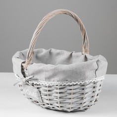 Корзина, 38 х 38 х 16/30 см, лоза, ткань No Brand