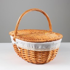 Корзина, 48 х 33 х 18/36 см, лоза, ткань No Brand