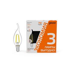 Лампа светодиодная Gauss Black Filament 7Вт филаментная свеча на ветру 2700К