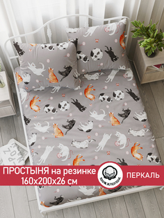 Простынь на резинке Cказка Kitties 160х200 см