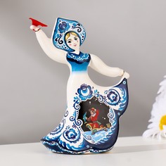 Сувенир колокольчик кукла "Гжель", 11,5 см, керамика No Brand