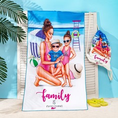 Этель Полотенце пляжное в сумке Этель «Family» 70х140 см, микрофибра