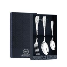 Набор столовый Аргента Капелька кованая 3 предмета в футляре 1646НБ01801