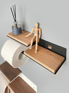 Держатель для туалетной бумаги Molinardi Creativo с деревянной полкой 3119213119212