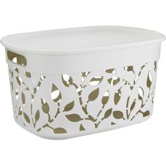 Коробка ФЛОРА 12 л с крышкой, Белый ротанг, М 2363 Idea