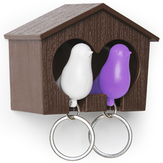 Держатель для ключей Qualy Duo Sparrow, коричневый, белый, фиолетовый