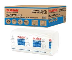 Полотенца бумажные Laima H3 UNIVERSAL WHITE PLUS 23х22 см, V-сложение, 250 шт., 20 пачек