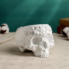 Подставка для мелочей "Череп с орнаментом" белая, 13х17х11см Хорошие сувениры