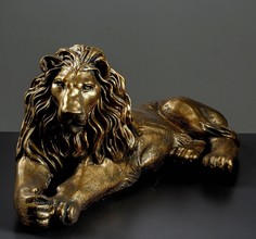 Фигура "Лев на отдыхе" левый, золото, 70х35х25см Хорошие сувениры