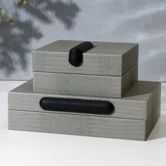 Шкатулка «Классика», экокожа, набор 2 шт. No Brand