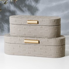Шкатулка «Плетения» экокожа, набор 2 шт. No Brand