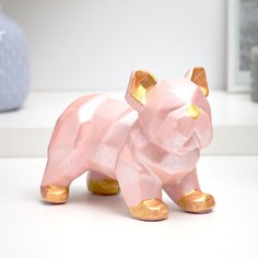 Фигура "Бульдог полигональный" розовый, 14х19см Хорошие сувениры