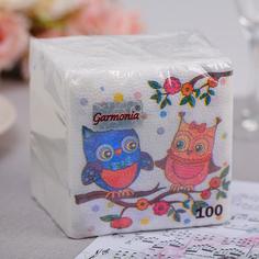 Салфетки бумажные Гармония цвета. Совы, 100 шт.