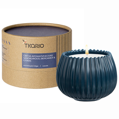Свеча ароматическая Tkano Sandalwood Bergamot & Citrus Edge синий 30 ч