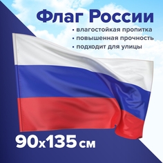 Набор из 2 шт, Флаг России 90х135 см без герба, ПРОЧНЫЙ с влагозащитной пропиткой, полиэфи Staff