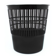 Корзина для бумаг 10л, круглая сетчатая, пластик, черная, 16шт. No Brand