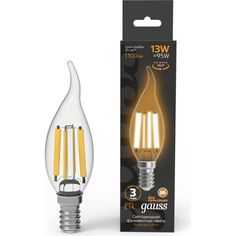 Лампа Gauss LED Filament 13W 104801113 2700K E14 свеча на ветру