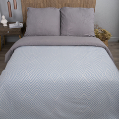 Плед для дивана, на кровать флисовый теплый 130х170 Геометрия голубой ОТК