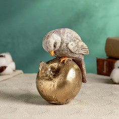 Фигура "Птица на яблоке" золото, 10х13см Хорошие сувениры