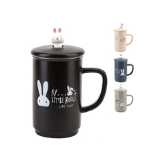Кружка Nouvelle Home Like cup, с крышкой и ложкой, фарфоровая, 400 мл, микс