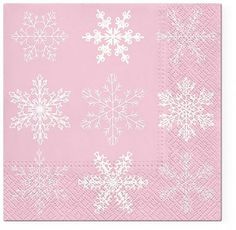 Салфетки ланч 3-х слойные Большие снежинки розовый уп 20 шт PAW