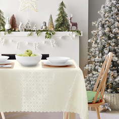Скатерть жаккардовая Lara Home 140*220 кремовая