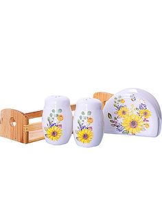 Набор для специй на подставке Loraine Подсолнух 4 предмета доломит 4 предмета 30305