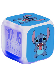 Настольные часы будильник Лило и Стич Lilo & Stitch (подсветка, 8х8х8 см) Star Friend