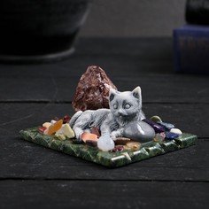 Сувенир "Котенок лежащий", змеевик, мрамор No Brand
