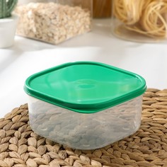 Контейнер квадратный Доляна, пищевой, 700 мл, цвет зелёный