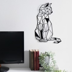 Панно интерьерное металл Кошка. Грани 45х30 см No Brand
