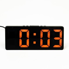 Часы настольные электронные: будильник, термометр, календарь, USB, 3AAA, 15.5 x 6.3 см No Brand
