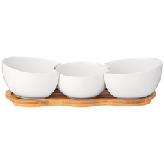 Салатник Lefard Native 250мл, на подставке 29х9х1.2 см, фарфор, дерево