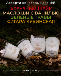Свечи микс ШТАТОЛ Арбузный шейк Масло ши с ванилью Зелёные травы Сигара кубинская 4 шт